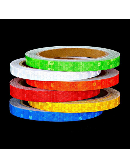 Cinta Adhesiva Reflectante Zonon, 6 Rollos 1 cm x 48 m, 6 Colores