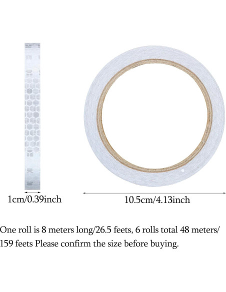 Cinta Adhesiva Reflectante Zonon, 6 Rollos 1 cm x 48 m, 6 Colores