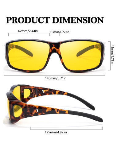 Gafas de Visión Nocturna TJUTR Amarillas Polarizadas Unisex