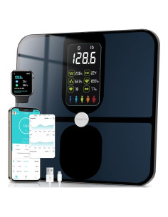 Escala Digital Inteligente CHWARES con BMI y 15 Métricas, 180 kg, Negro