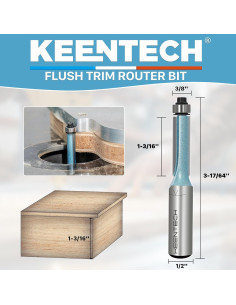Broca de Router KEENTECH 3/8" Carburo Eje 1/2" 2