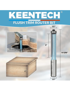 Broca de Router KEENTECH 12mm Eje 12mm Diámetro 5cm Profundidad 2