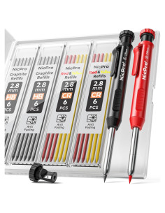 Lápiz de Carpintero Nicpro con Sacapuntas y 26 Recargas