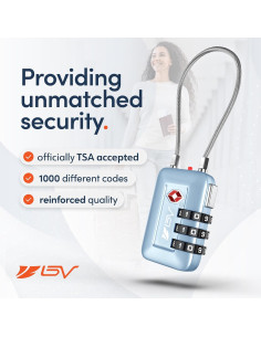 Candado de Combinación BV-TL04 Aprobado por TSA Azul 1 Paquete 2
