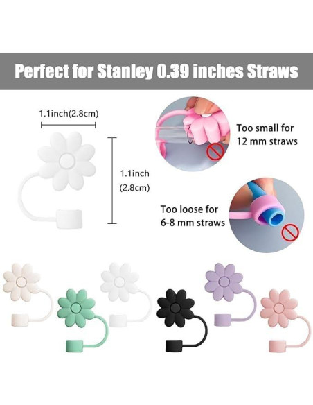 Cubiertas de Silicona SEMATA para Pajitas 6PCS Floral