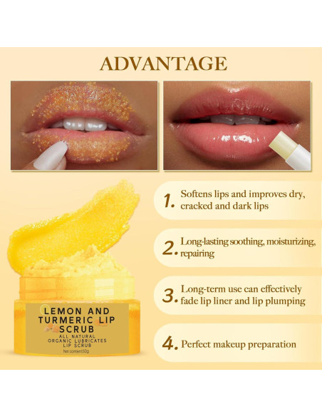 Juego de Exfoliación Labial MUREND 3 Piezas Cúrcuma y Limón