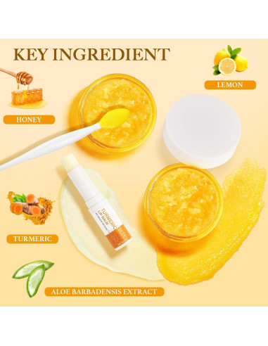 Juego de Exfoliación Labial MUREND 3 Piezas Cúrcuma y Limón