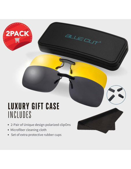 Gafas de Sol Polarizadas Clip On Blue Cut UV 400 Noche