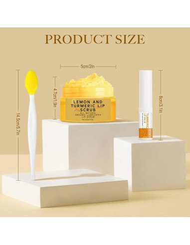 Juego de Exfoliación Labial MUREND 3 Piezas Cúrcuma y Limón