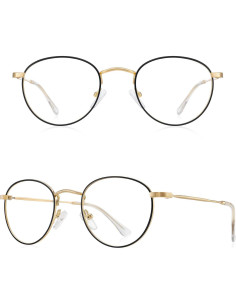 Gafas Redondas de Metal Oro y Negro UV400 para Luz Azul 2