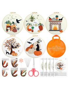 Kit de Bordado Yuxung para Principiantes - 5 Juegos Otoño Halloween