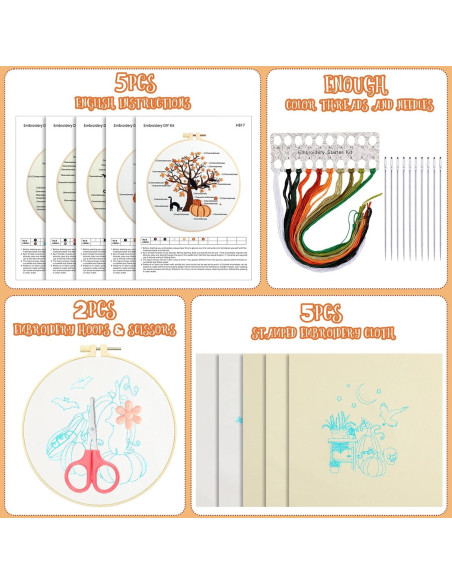 Kit de Bordado Yuxung para Principiantes - 5 Juegos Otoño Halloween