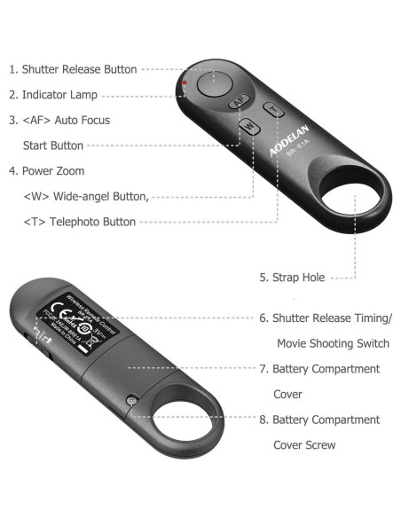 Control Remoto Inalámbrico AODELAN BR-E1A para Canon