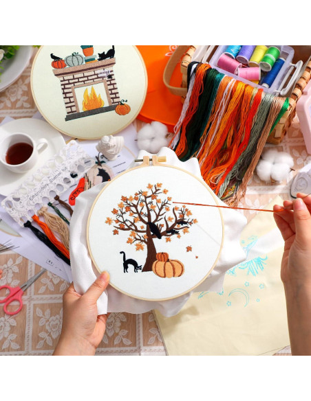 Kit de Bordado Yuxung para Principiantes - 5 Juegos Otoño Halloween