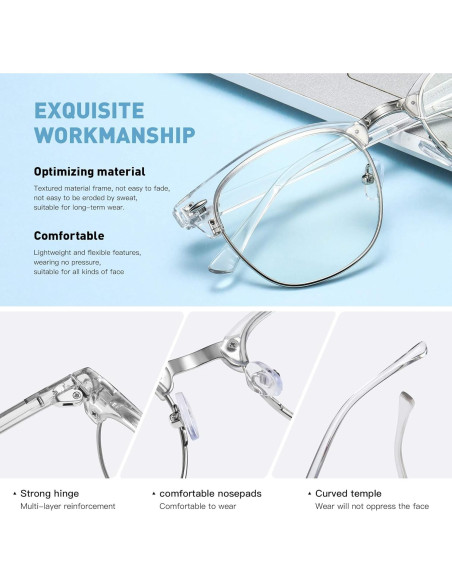 Gafas Anti Luz Azul AOMASTE Unisex Marco Plateado Gafas Anti Luz Azul AOMASTE Unisex Marco Plateado