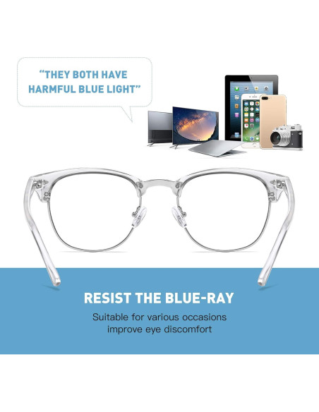 Gafas Anti Luz Azul AOMASTE Unisex Marco Plateado Gafas Anti Luz Azul AOMASTE Unisex Marco Plateado