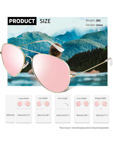 Gafas de Sol Polarizadas Joopin Rosa Espejado UV400