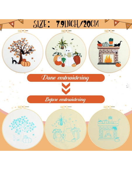 Kit de Bordado Yuxung para Principiantes - 5 Juegos Otoño Halloween