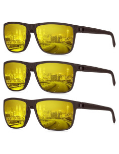 Gafas de sol KALIYADI visión nocturna marrón 3 piezas