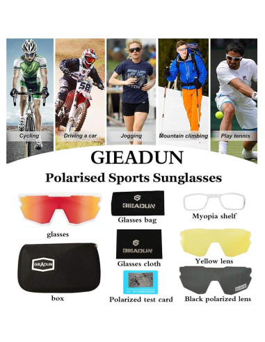 Gafas de sol deportivas GIEADUN con 3 lentes intercambiables