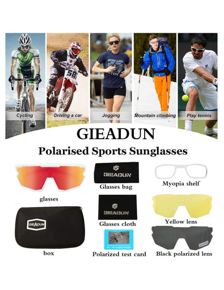 Gafas de sol deportivas GIEADUN con 3 lentes intercambiables