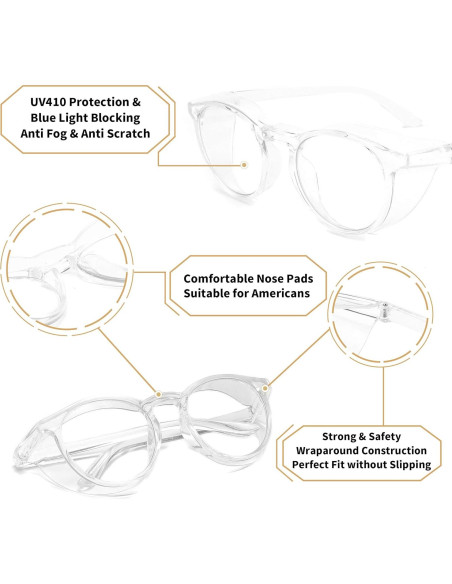 Gafas de seguridad Alsenor redondas transparentes UV y luz azul