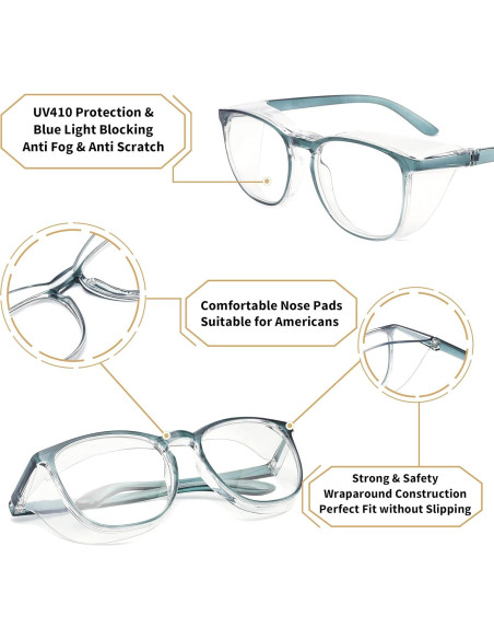 Gafas de seguridad Alsenor UV y luz azul - 2 paquetes