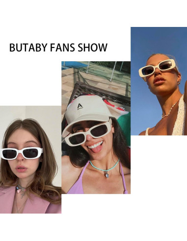 Gafas de Sol BUTABY Retro UV400 para Mujeres Marco Negro