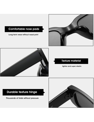 Gafas de Sol BUTABY Retro UV400 para Mujeres Marco Negro