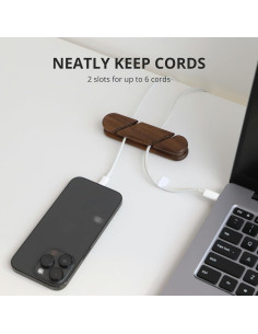 Clips de Cable Muso Wood de Nogal - Organizador de Escritorio 2
