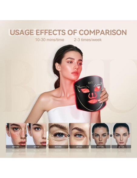 Máscara de Terapia de Luz Roja BNU LED 105 Perlas 7 Modos