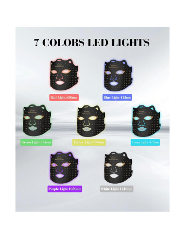 Máscara LED Terapia Facial Sunpint 7 Colores Comodidad en Casa
