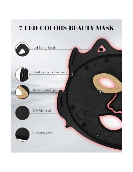 Máscara LED Terapia Facial Sunpint 7 Colores Comodidad en Casa