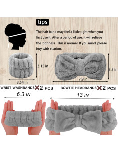 Set 4 Piezas Banda de Spa y Muñequera LAPOHI Microfibra 2