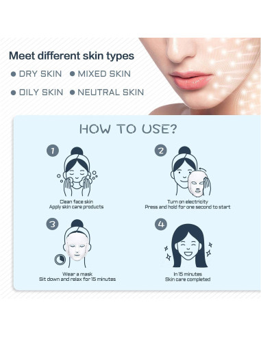 Máscara LED Terapia Facial HK207 - 7 Colores para Piel