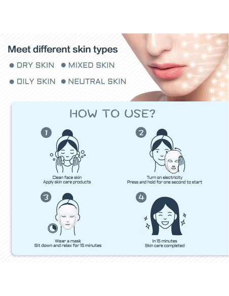 Máscara LED Terapia Facial HK207 - 7 Colores para Piel