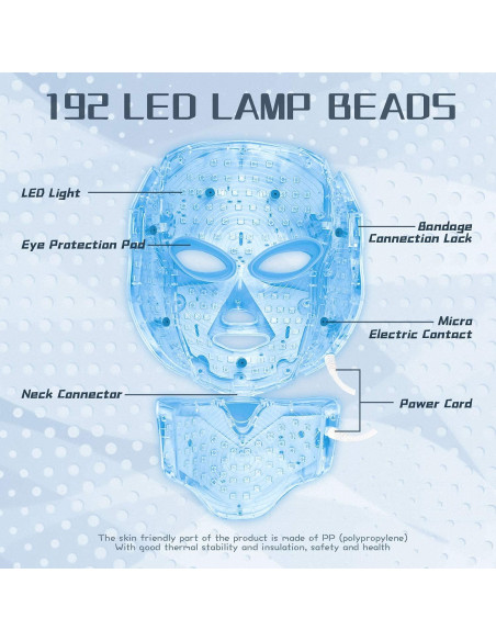 Máscara LED Terapia Facial HK207 - 7 Colores para Piel