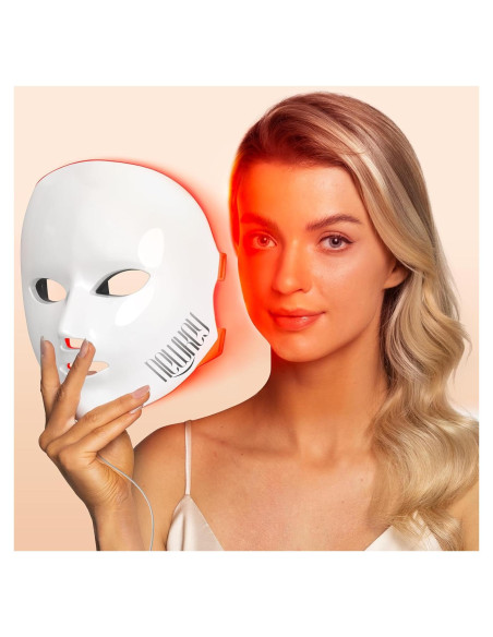 Máscara Facial LED NEWKEY Terapia Luz Roja y Azul 150 LEDs