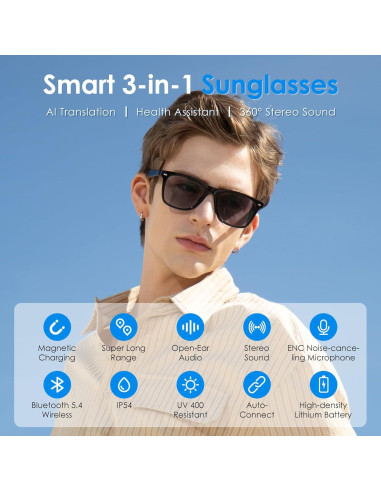 Gafas de sol inteligentes GetD con Bluetooth y UV400