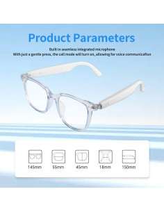 Gafas Inteligentes Bluetooth GS07 Marrón con Audio y Luz Azul 2