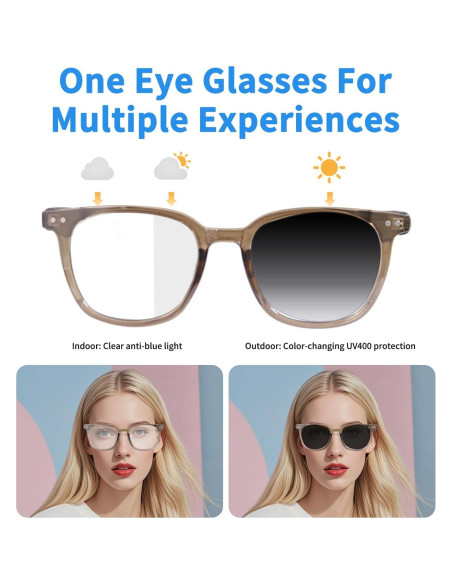 Gafas Inteligentes Bluetooth GS07 Marrón con Audio y Luz Azul