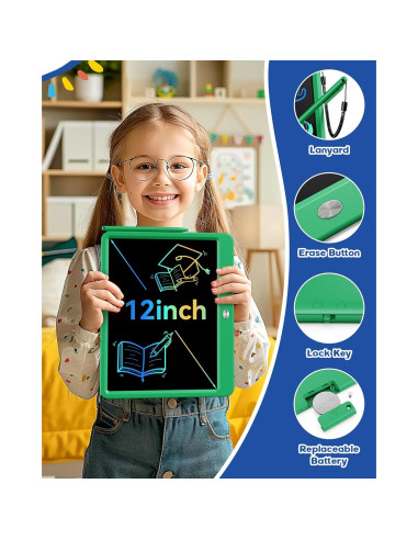 Bravokids Tableta de Escritura LCD 30.5 cm Verde para Niños