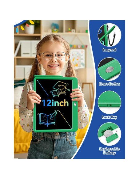 Bravokids Tableta de Escritura LCD 30.5 cm Verde para Niños