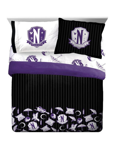 Juego de Edredón Jay Franco Wednesday Addams Queen 7 Piezas Juego de Edredón Jay Franco Wednesday Addams Queen 7 Piezas