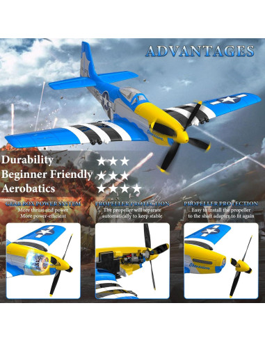 Avión RC GLUISEUR P51 Mustang 4 Canales para Principiantes