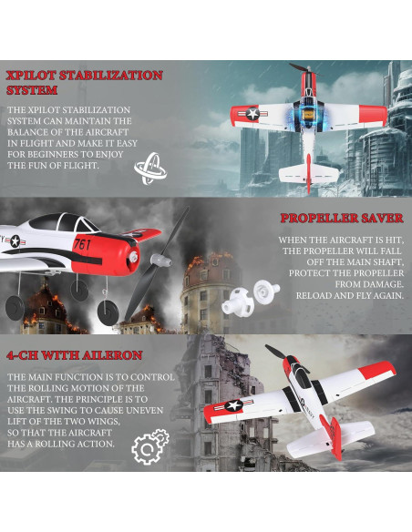 Avión RC GLUISEUR T28 Trojan Acrobático 35.6 cm Avión RC GLUISEUR T28 Trojan Acrobático 35.6 cm