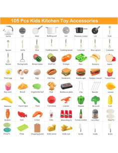 Juego de Cocina Infantil 105 Piezas Zero Zoo Utensilios y Comida 2