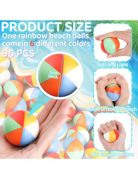 96 Pelotas de Estrés de Playa Oleitodh 5 cm Arcoíris