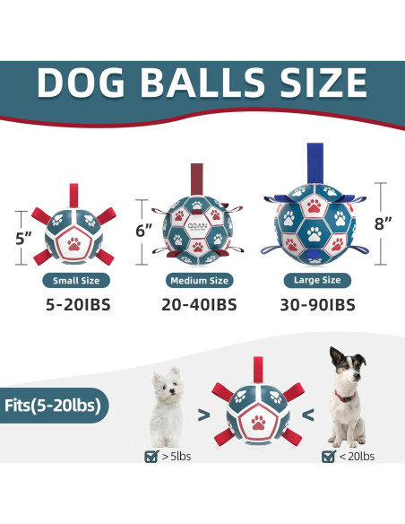 QDAN Balón de Fútbol para Perros Pequeños - Azul Rojo 12,7 cm