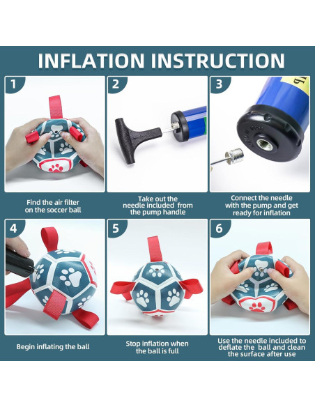 QDAN Balón de Fútbol para Perros Pequeños - Azul Rojo 12,7 cm